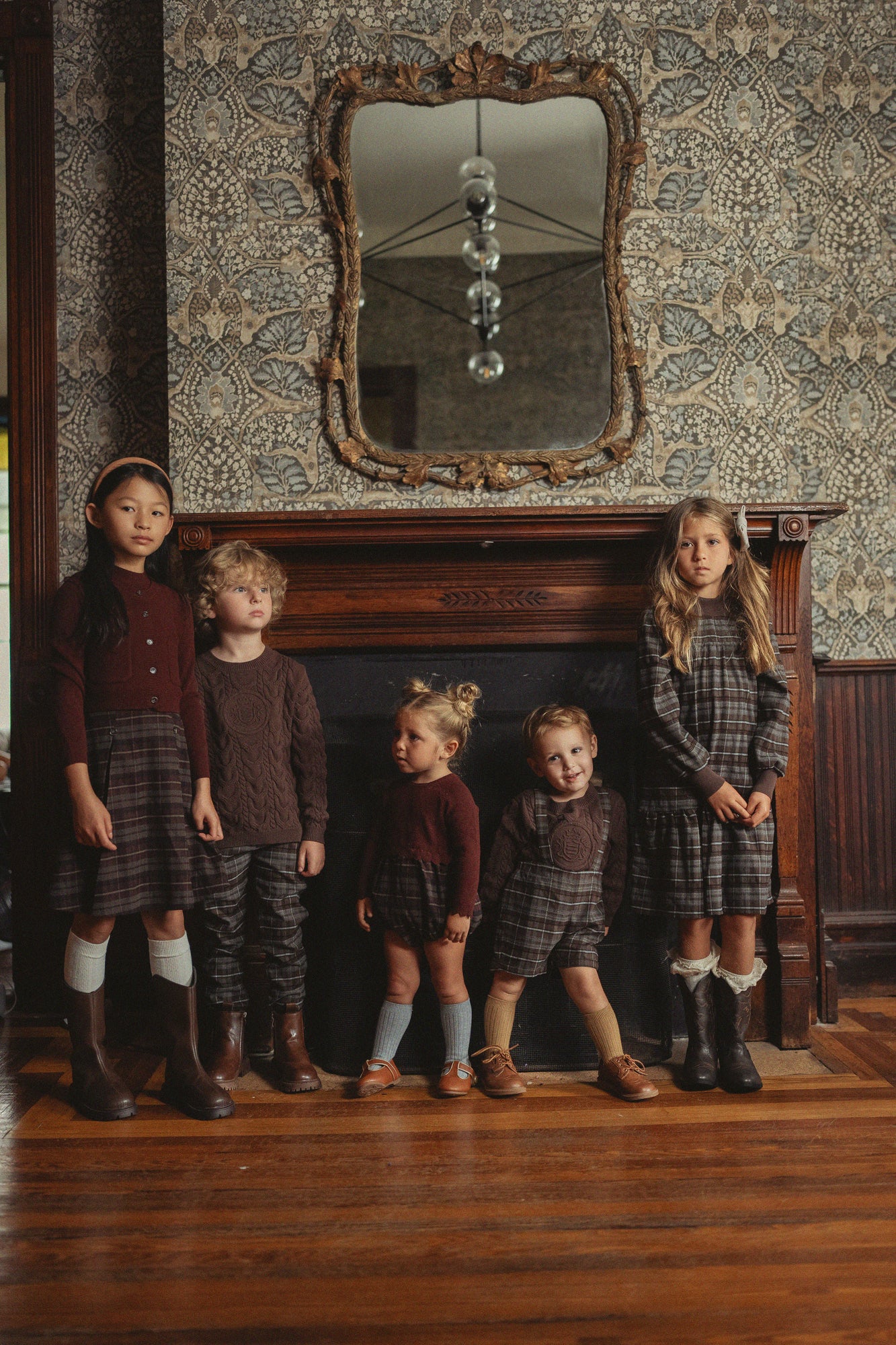 Baby Girl Pointel Knit & Plaid Woven Bubble