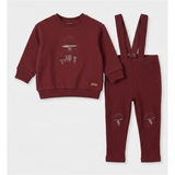 Wine red 2-piece sweatshirt and leggings set with front logo