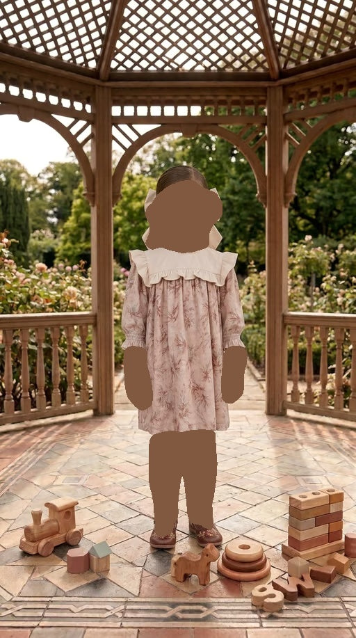 Velour with Square Bib and Ruffle Dress