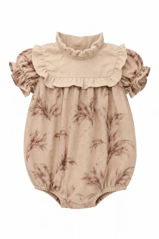 Velour with Square Bib and Ruffle Romper